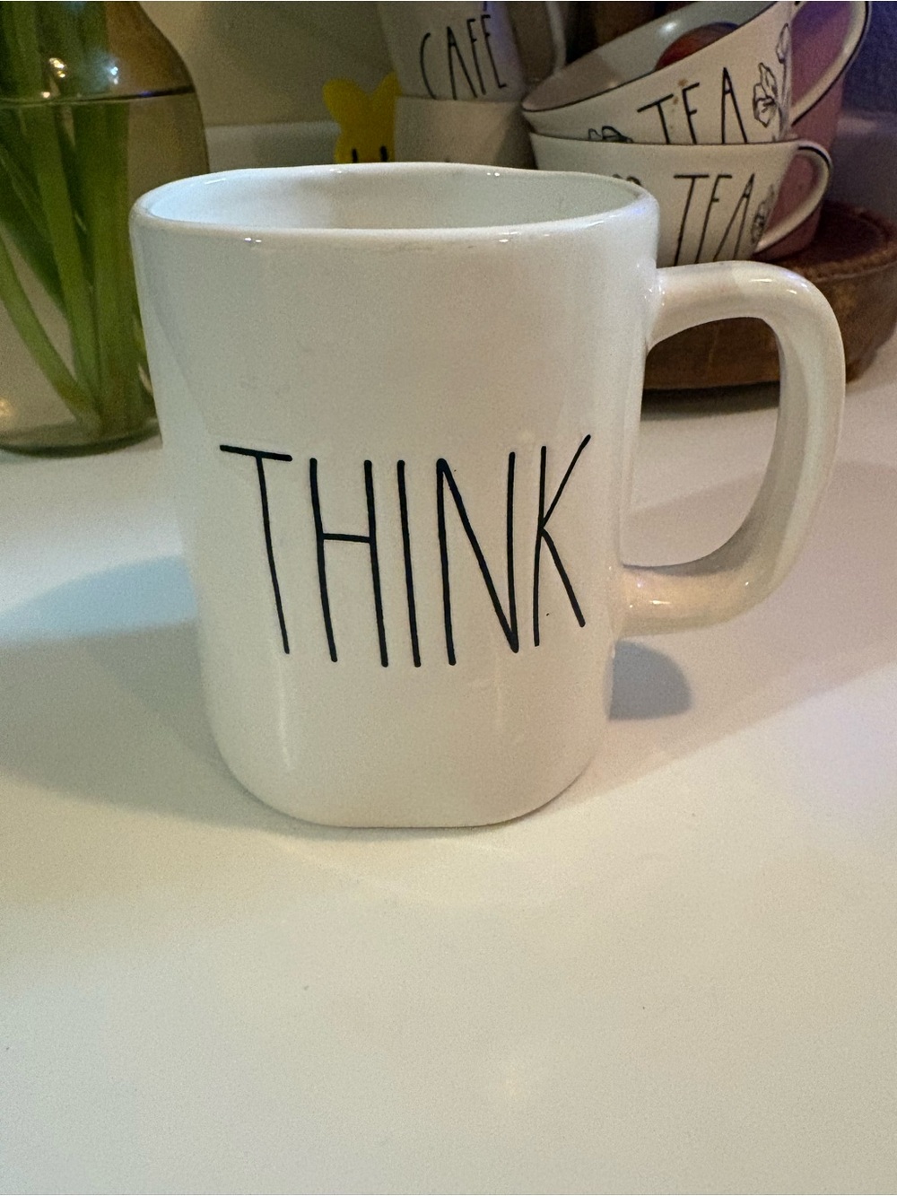 Rae Dunn White 'THINK' Ceramic Mug